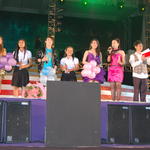 Survivors join performers on stage at Anti-Trafficking day in Cambodia - 2009